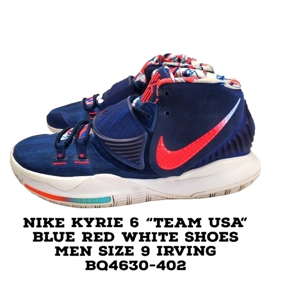 Nike Kyrie 6 “Team USA” Blue Red White Shoes Men Size 9 Irving BQ4630-402 - Picture 1 of 16